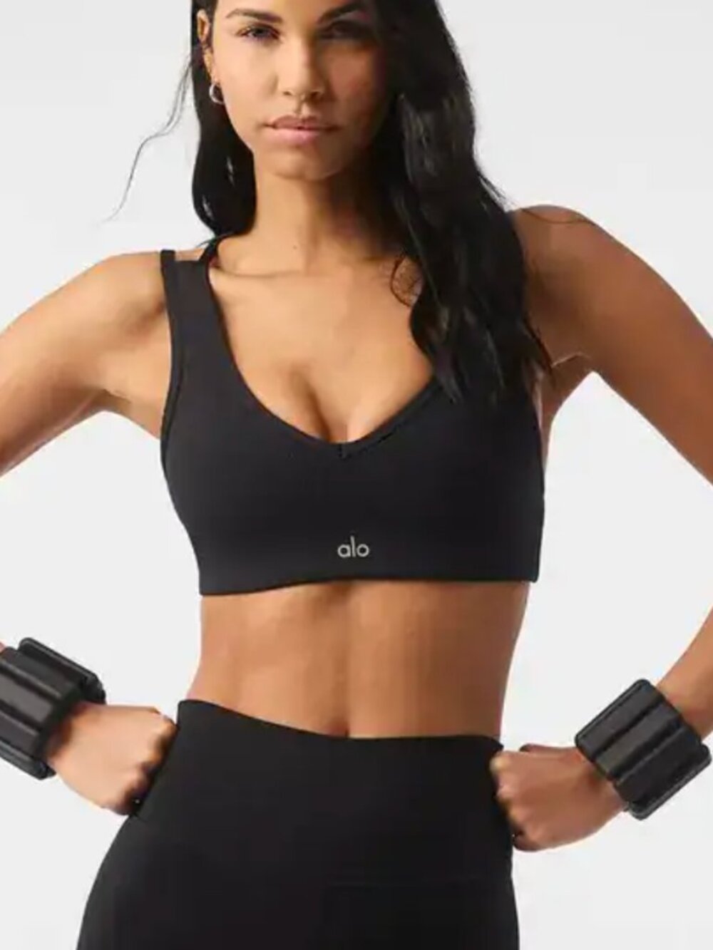 ALO Yoga Airlift Ribbed JUmp Start V-neck Sports Bra - Blk - Sz M